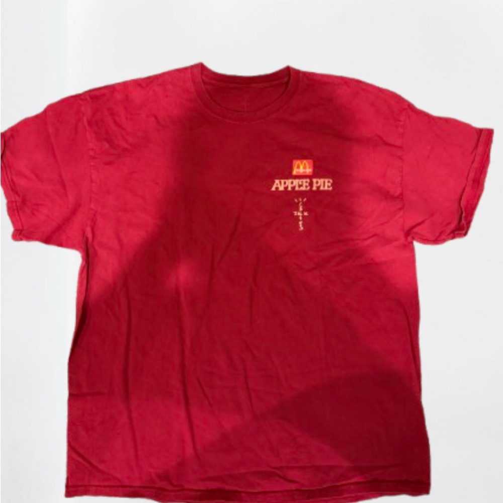 Travis Scott Red Short Sleeve Tee Vibrant Crew Neck